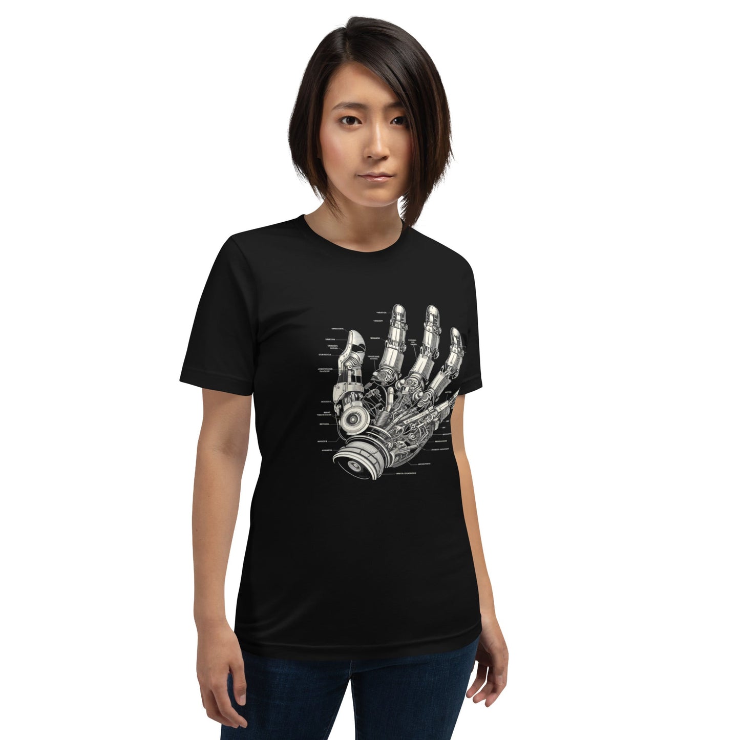 Mockup image of the Robot Hand T-Shirt (unisex).