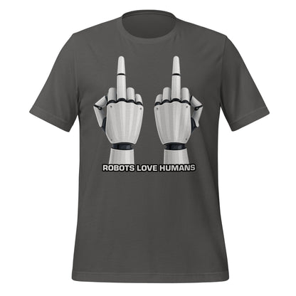 Mockup image of the Robot Middle Fingers T-Shirt (unisex) Asphalt / M.