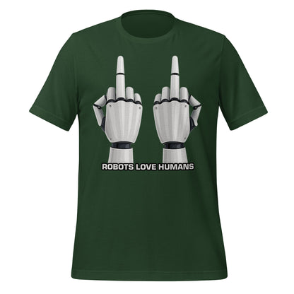 Mockup image of the Robot Middle Fingers T-Shirt (unisex) Forest / M.