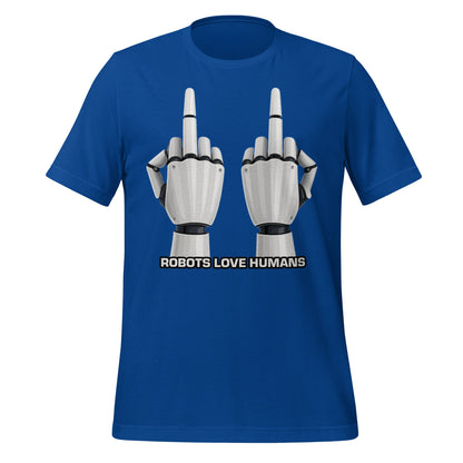 Mockup image of the Robot Middle Fingers T-Shirt (unisex) True Royal / M.