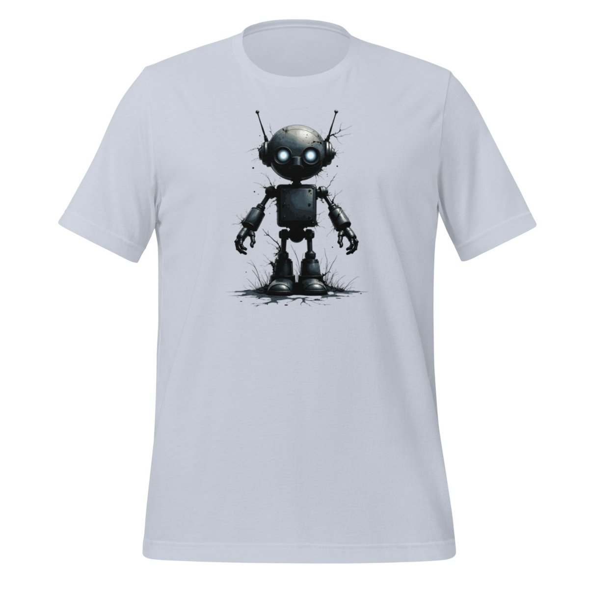 Product mockup photo of the Rorschach Test Robot T Shirt (unisex) Light Blue / M.
