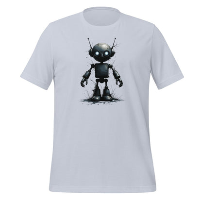 Product mockup photo of the Rorschach Test Robot T Shirt (unisex) Light Blue / M.