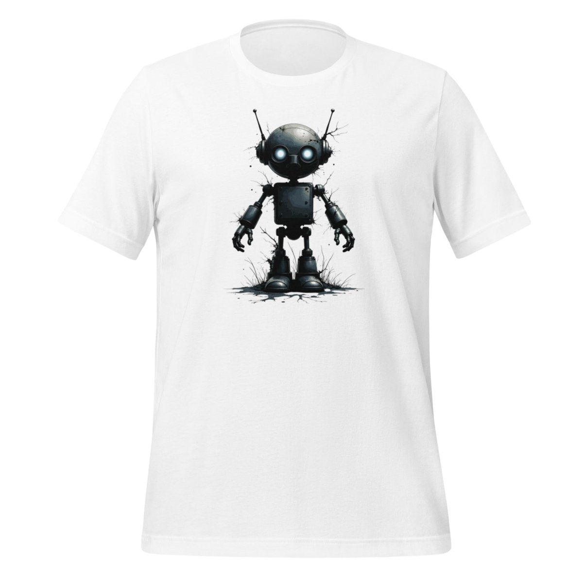 Product mockup photo of the Rorschach Test Robot T Shirt (unisex) White / M.
