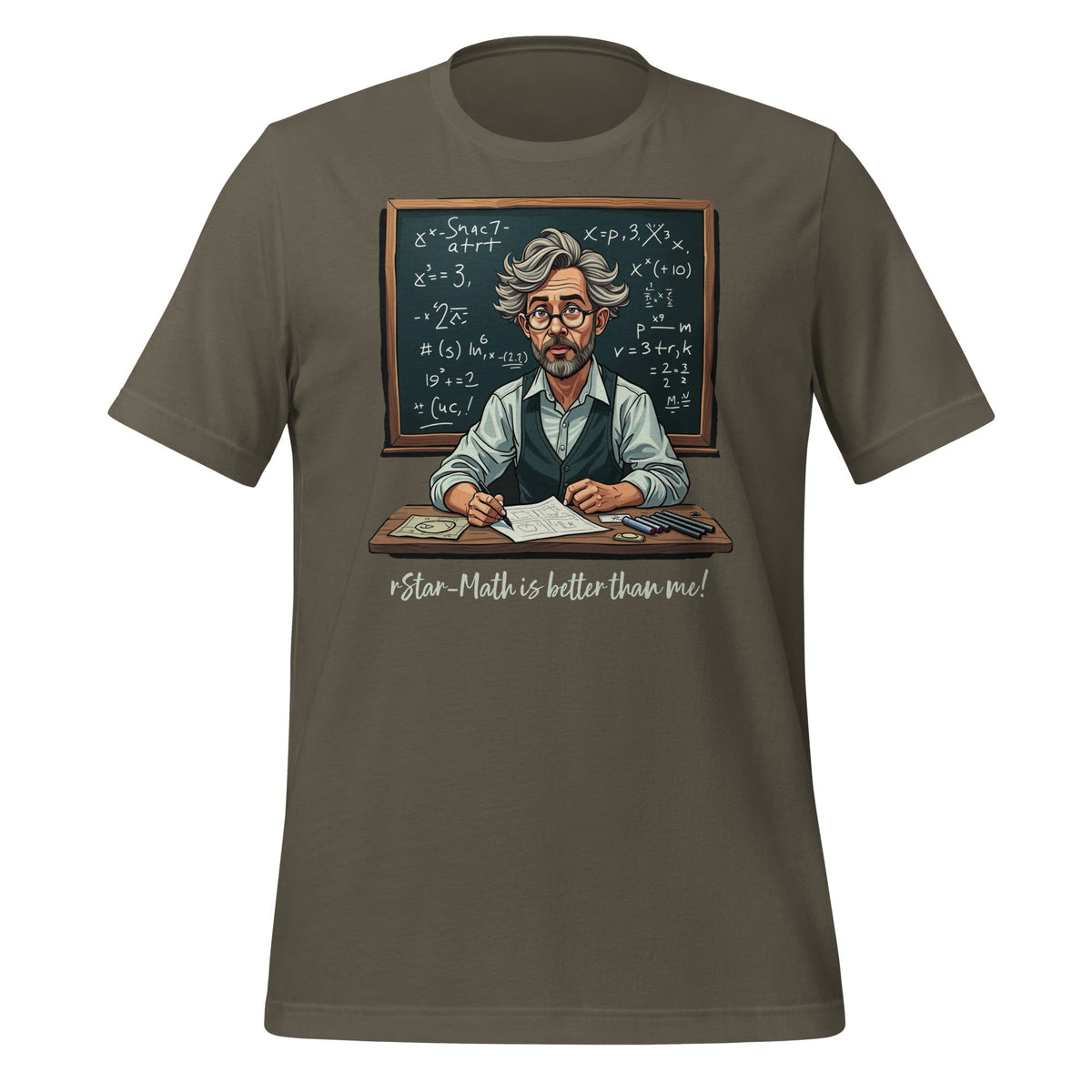 Mockup image of the rStar Math is better than me. T Shirt (unisex) Army / M.