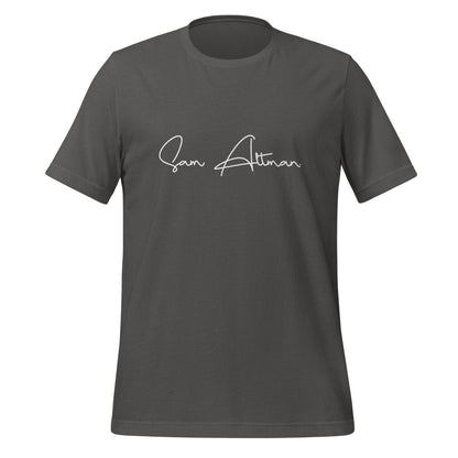 Product mockup photo of the Sam Altman Signature T Shirt (unisex) Asphalt / M.