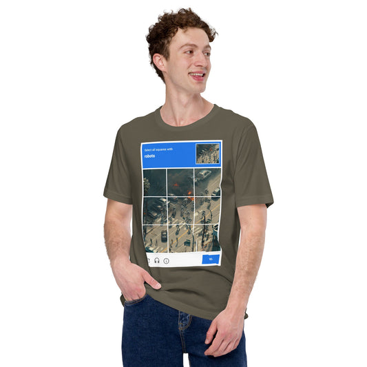 Image of the Select the Robots CAPTCHA T-Shirt (unisex).