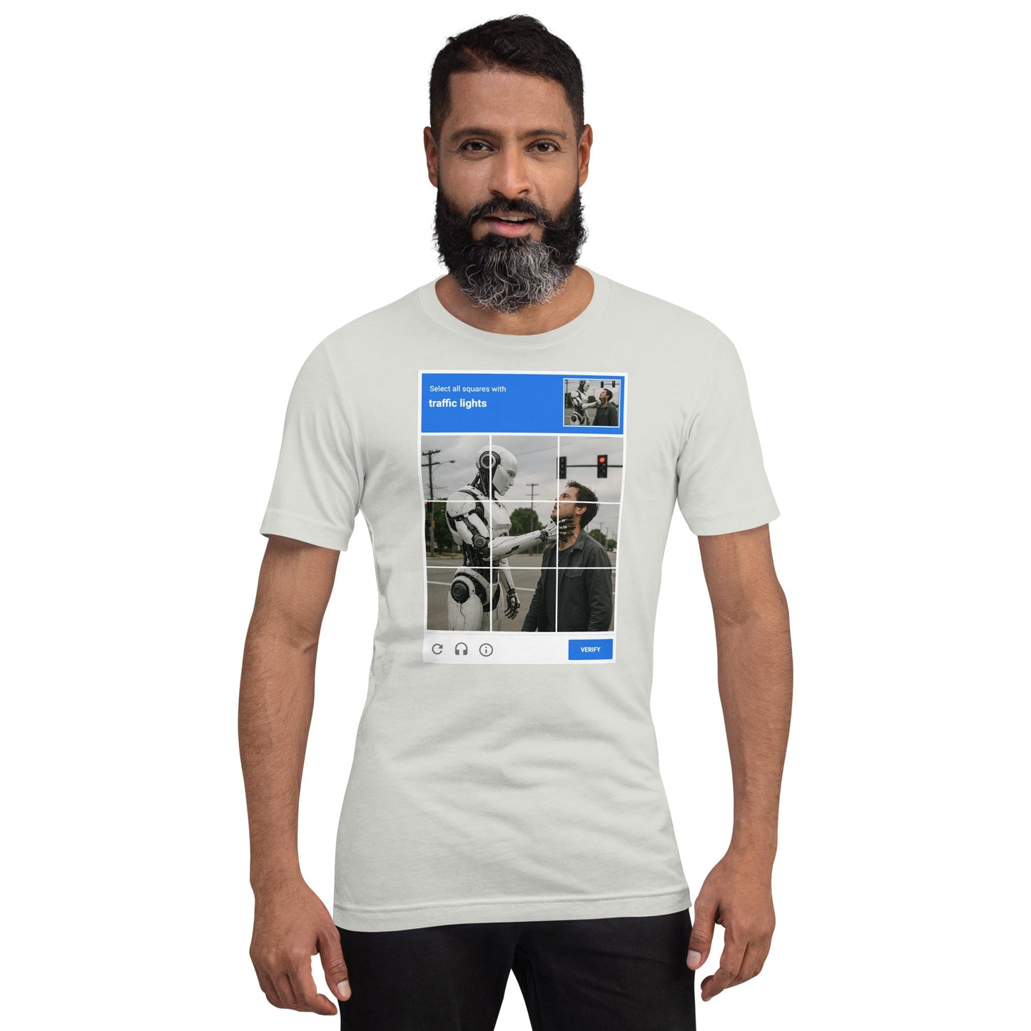 Image of the Select the Traffic Lights CAPTCHA T-Shirt (unisex).