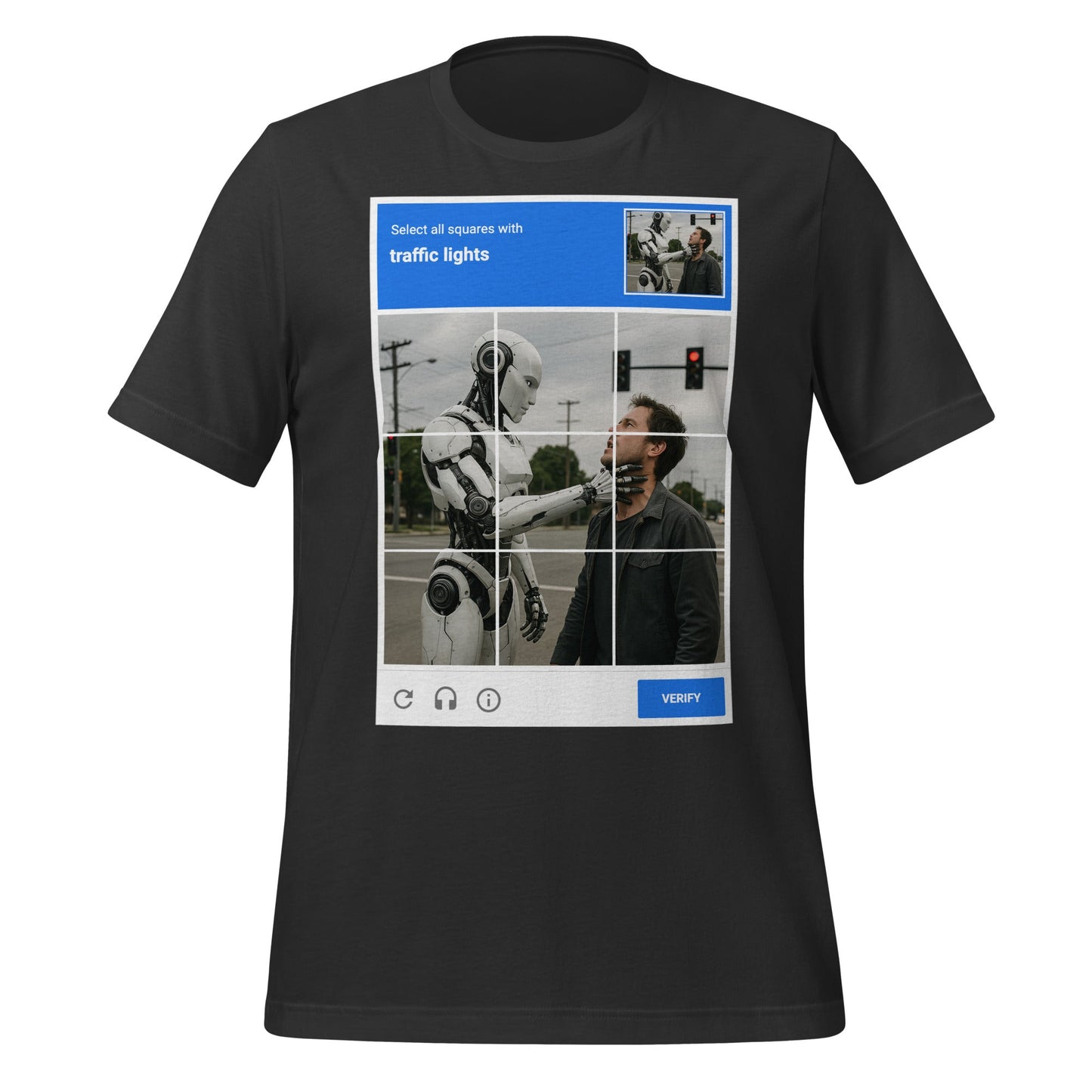 Image of the Select the Traffic Lights CAPTCHA T-Shirt (unisex) Dark Grey / M.