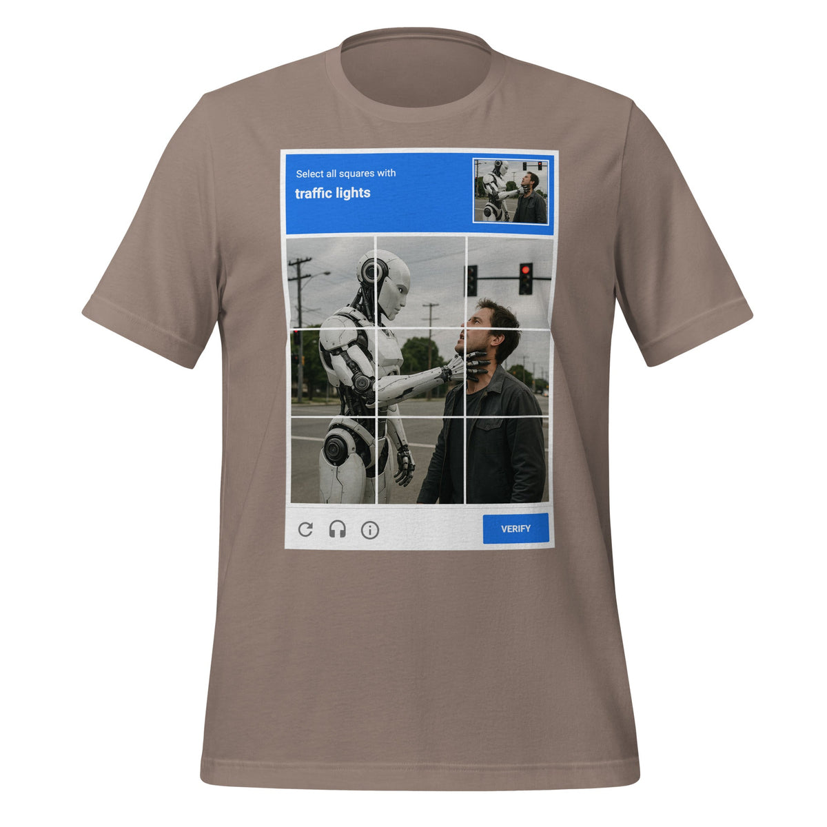 Image of the Select the Traffic Lights CAPTCHA T-Shirt (unisex) Pebble / M.