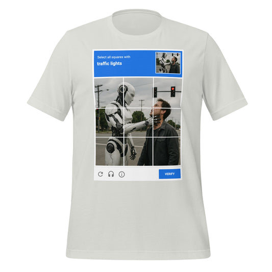 Image of the Select the Traffic Lights CAPTCHA T-Shirt (unisex) Silver / M.
