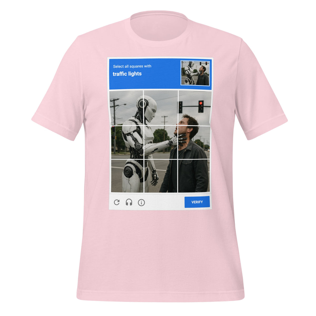 Image of the Select the Traffic Lights CAPTCHA T-Shirt (unisex) Soft Pink / M.
