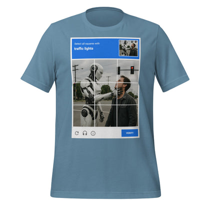 Image of the Select the Traffic Lights CAPTCHA T-Shirt (unisex) Steel Blue / M.
