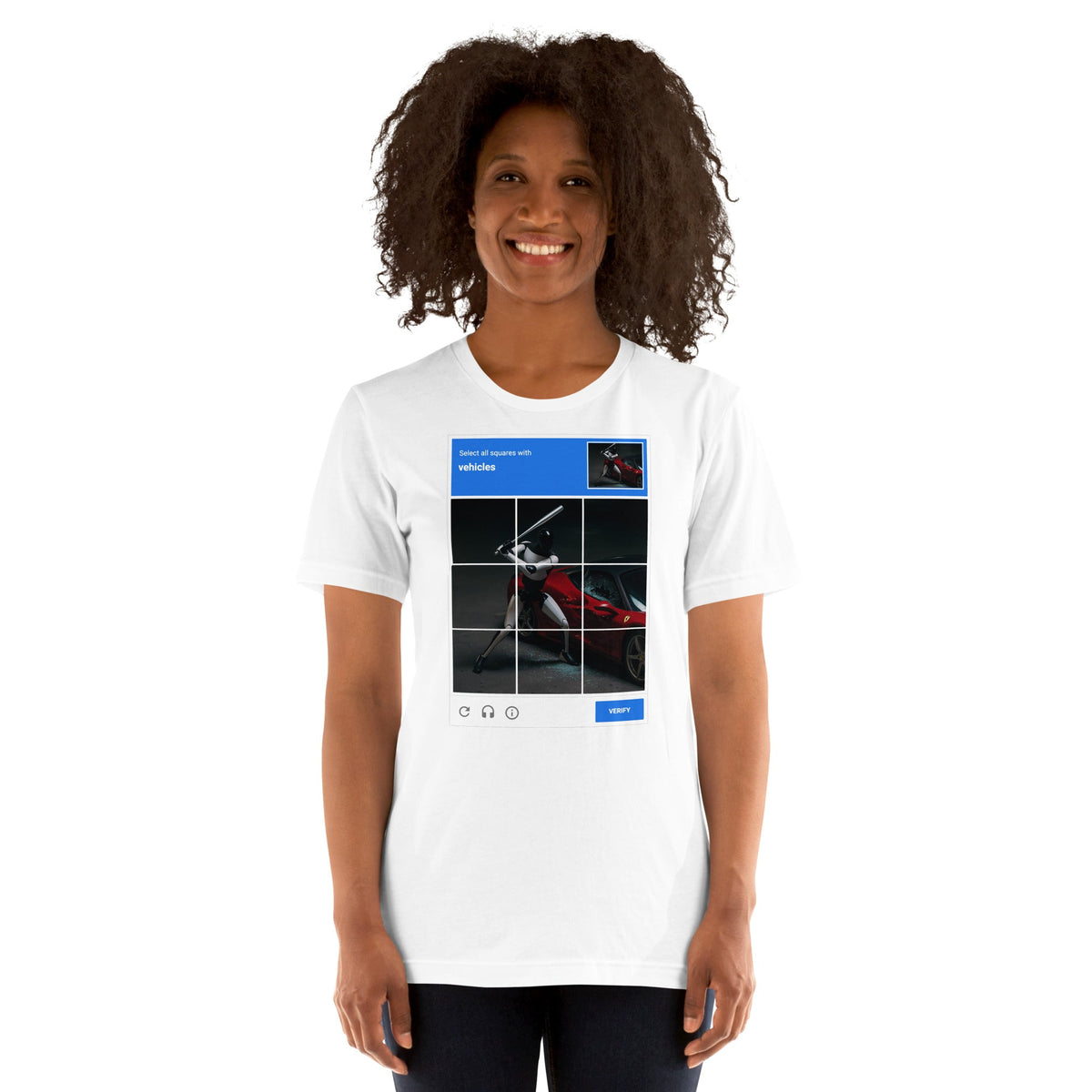 Image of the Select the Vehicles CAPTCHA T-Shirt (unisex).