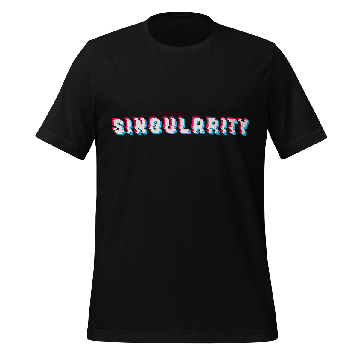 Product mockup photo of the Singularity Pixel Glitch T Shirt (unisex) Black / M.
