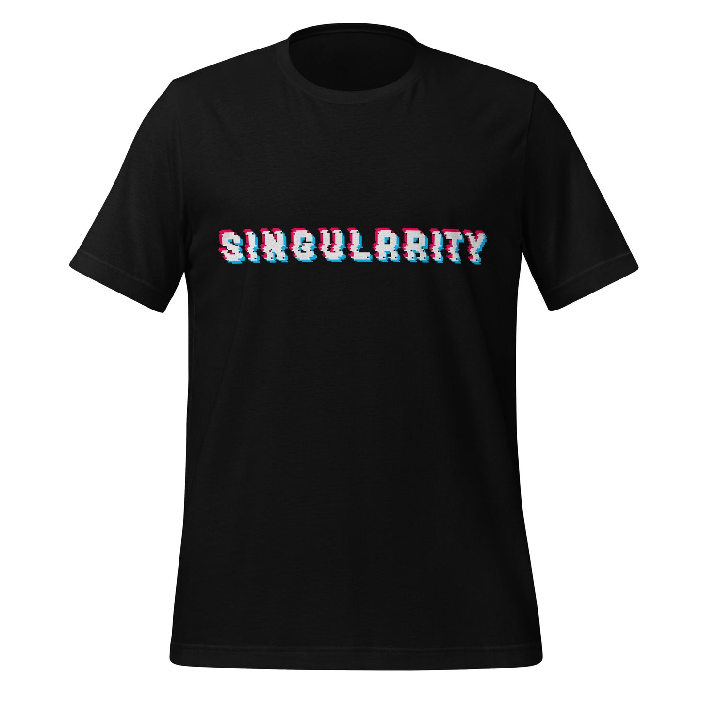 Product mockup photo of the Singularity Pixel Glitch T Shirt (unisex) Black / M.