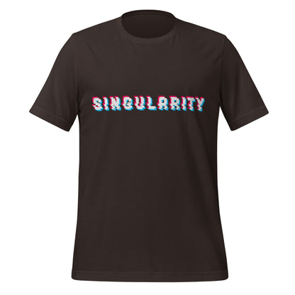 Product mockup photo of the Singularity Pixel Glitch T Shirt (unisex) Brown / M.