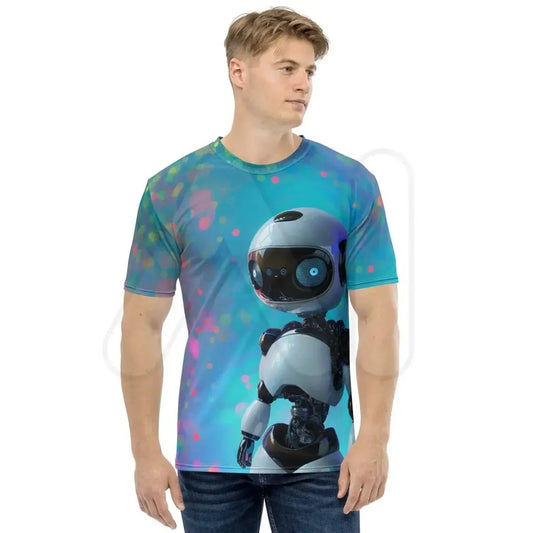 Product mockup photo of the Social Robot Hero T Shirt (men).
