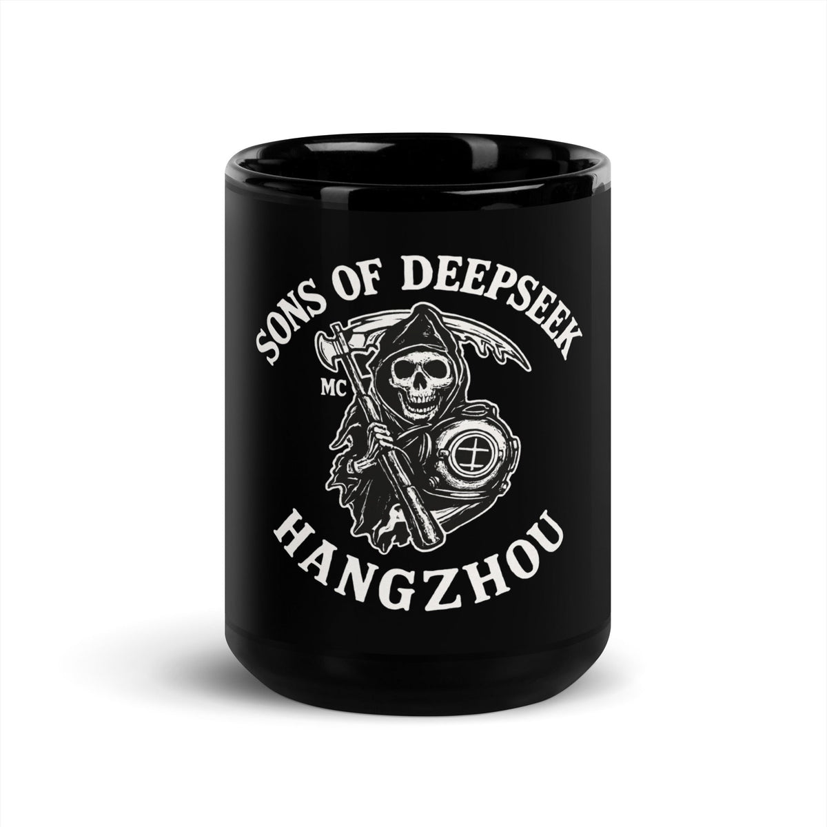 Image of the Black SONS OF DEEPSEEK Mug 15 oz.