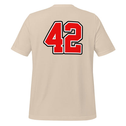 Product mockup photo of the Sportsball 42 T Shirt (unisex).