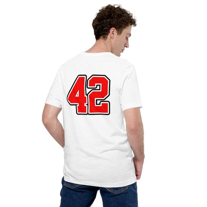 Product mockup photo of the Sportsball 42 T Shirt (unisex).