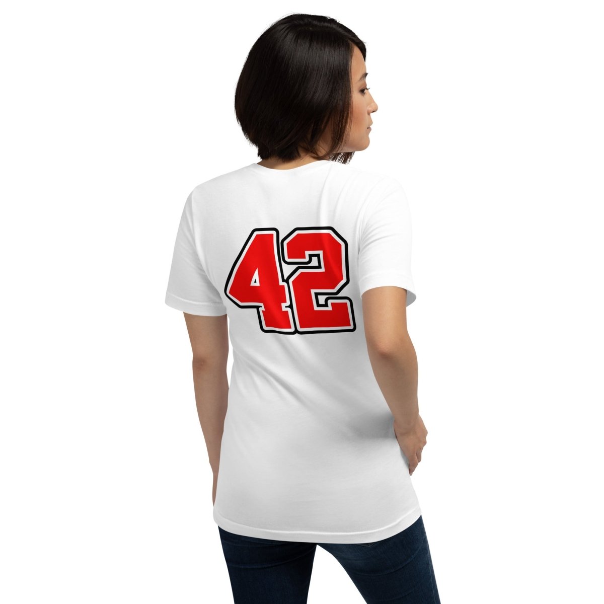 Product mockup photo of the Sportsball 42 T Shirt (unisex).