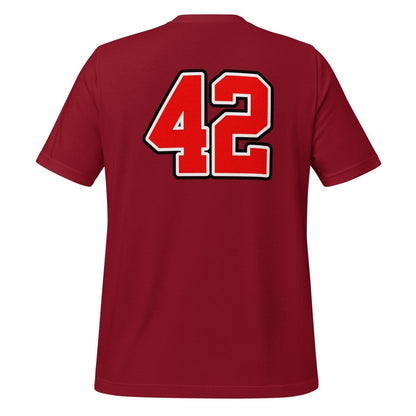 Product mockup photo of the Sportsball 42 T Shirt (unisex).