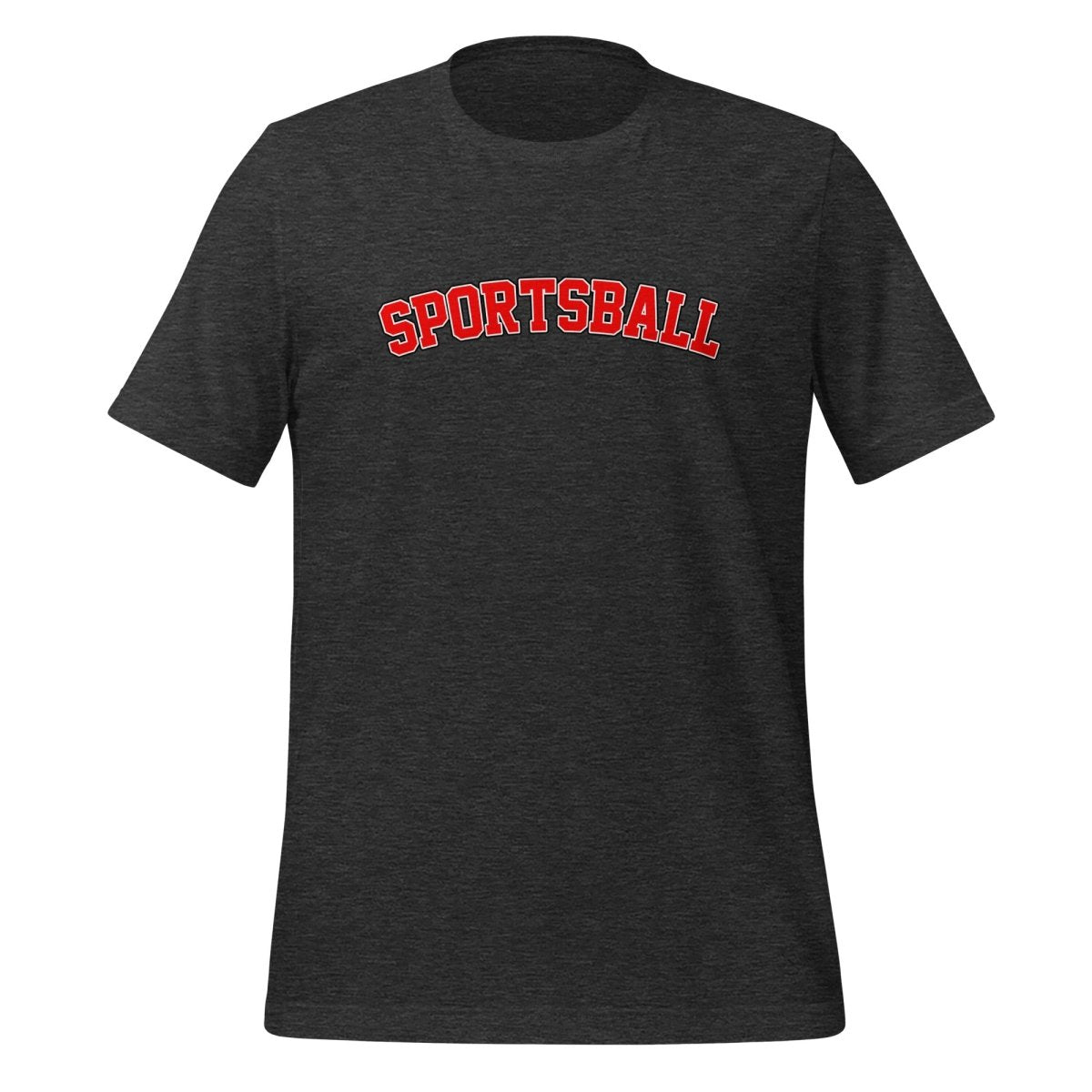 Product mockup photo of the Sportsball 42 T Shirt (unisex) Dark Grey Heather / M.