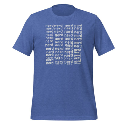 Product mockup photo of the Square of Nerds T Shirt (unisex) Heather True Royal / M.