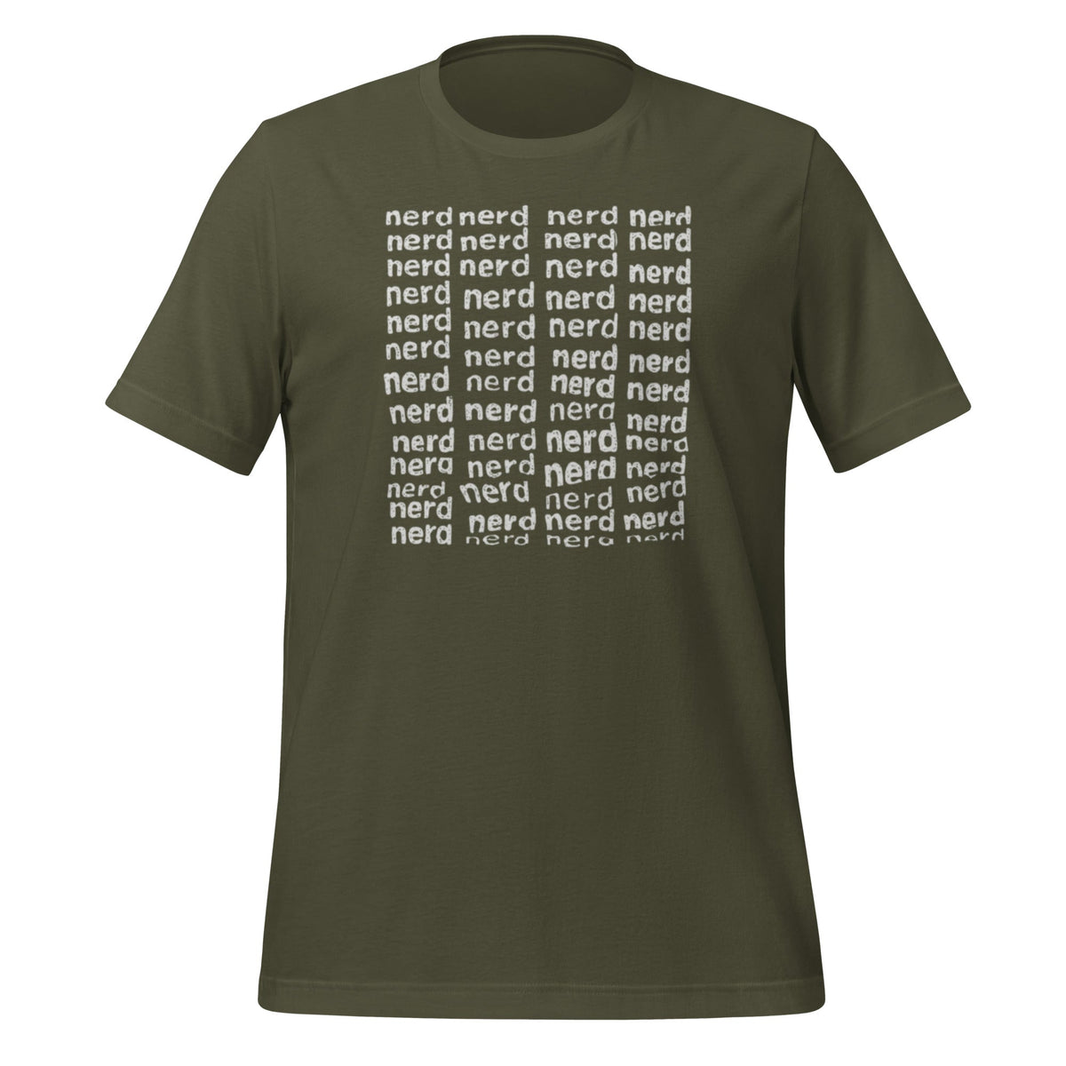 Product mockup photo of the Square of Nerds T Shirt (unisex) Military Green / M.