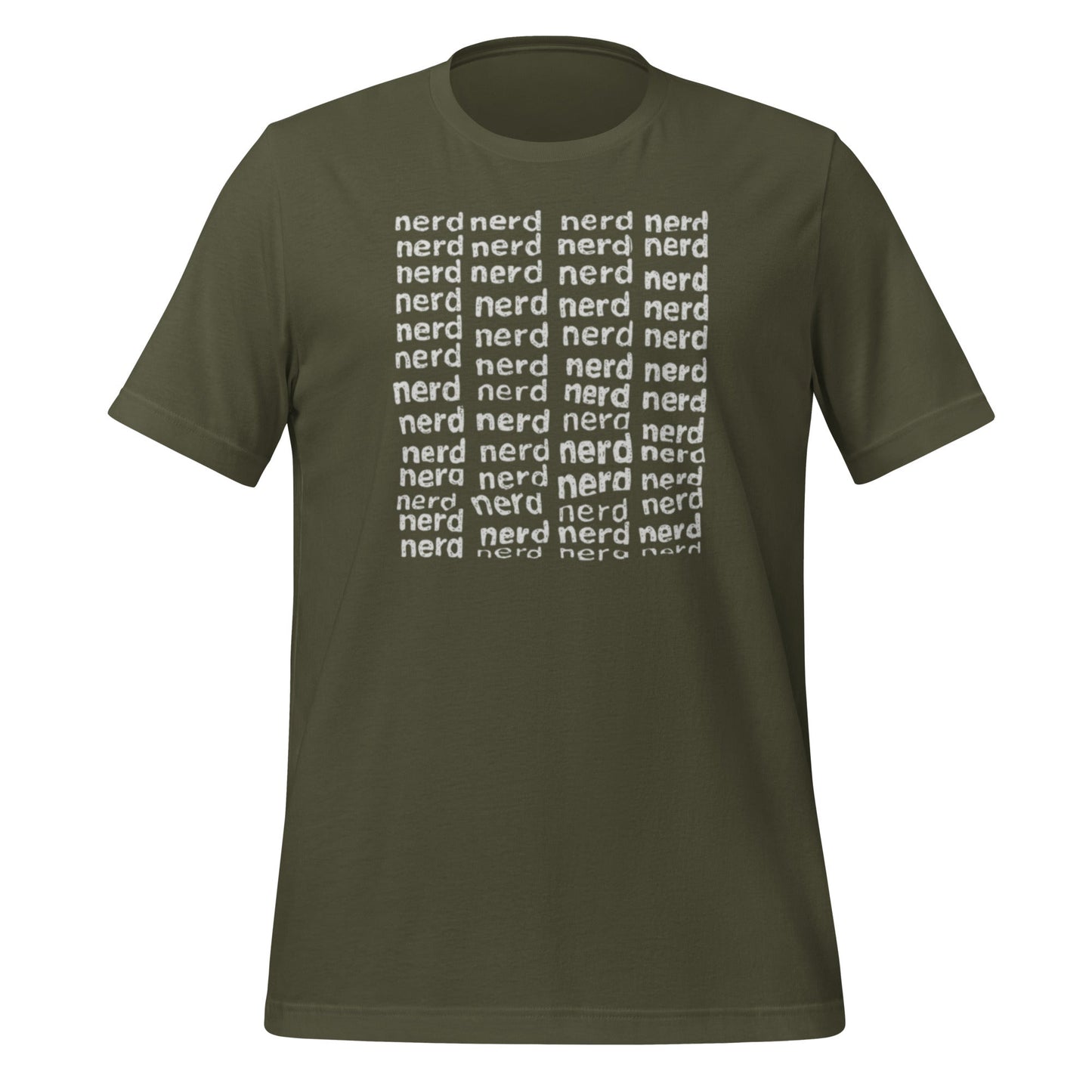 Product mockup photo of the Square of Nerds T Shirt (unisex) Military Green / M.