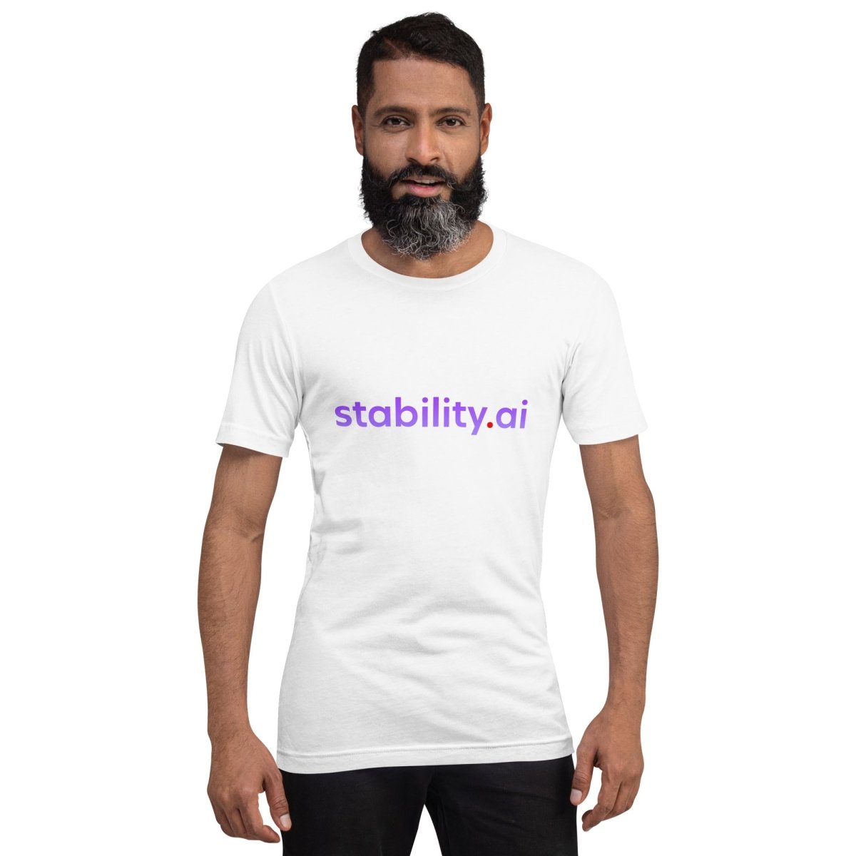 Product mockup photo of the Stability AI Logo T Shirt (unisex).