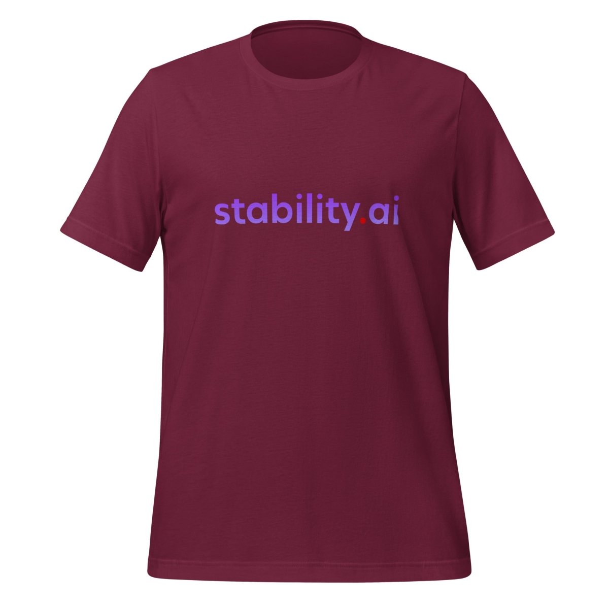 Product mockup photo of the Stability AI Logo T Shirt (unisex) Maroon / M.