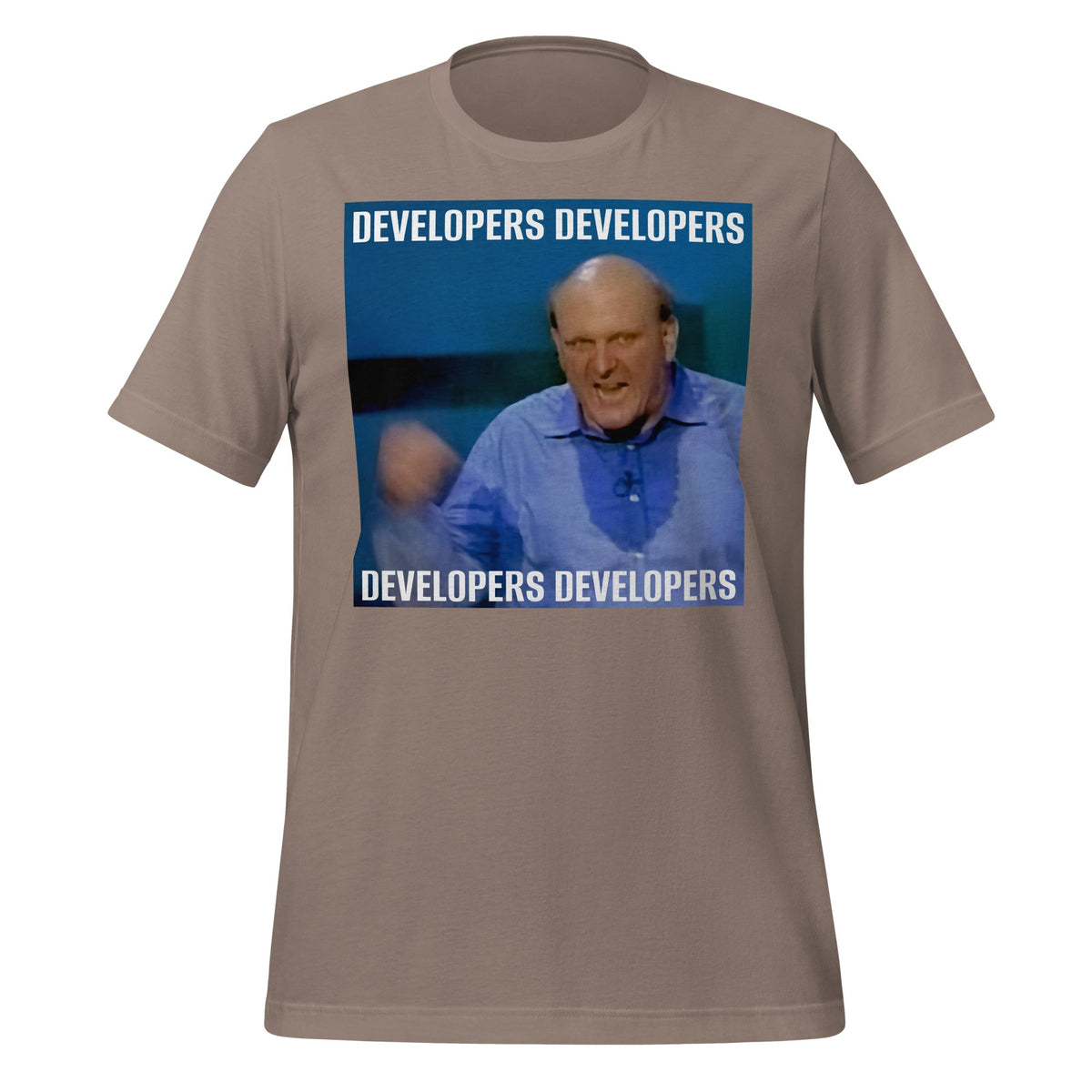 Image of the Steve Ballmer Developers x 4 T-Shirt (unisex) Pebble / M.
