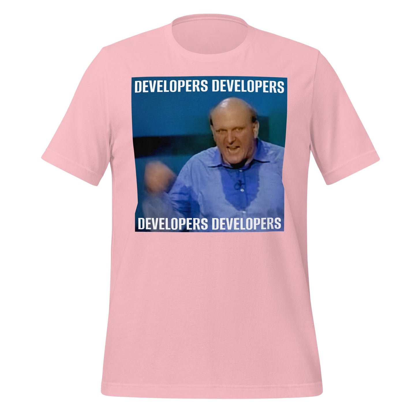 Image of the Steve Ballmer Developers x 4 T-Shirt (unisex) Pink / M.