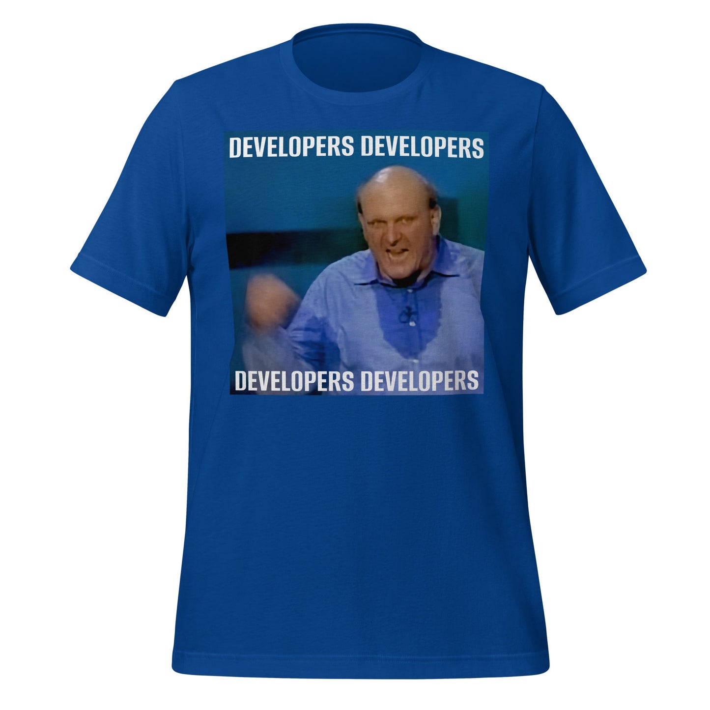 Image of the Steve Ballmer Developers x 4 T-Shirt (unisex) True Royal / M.