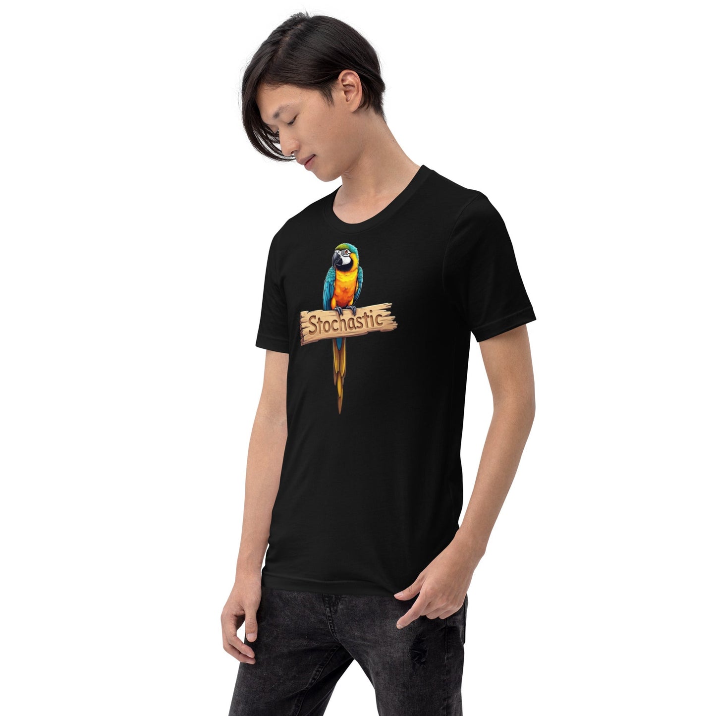 Mockup image of the Stochastic Parrot T Shirt 4 (unisex).