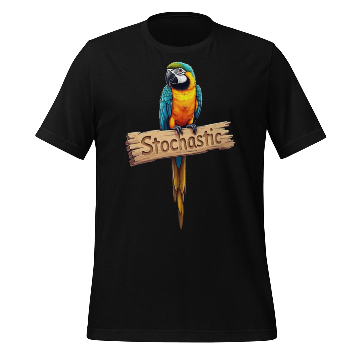Mockup image of the Stochastic Parrot T Shirt 4 (unisex) Black / M.