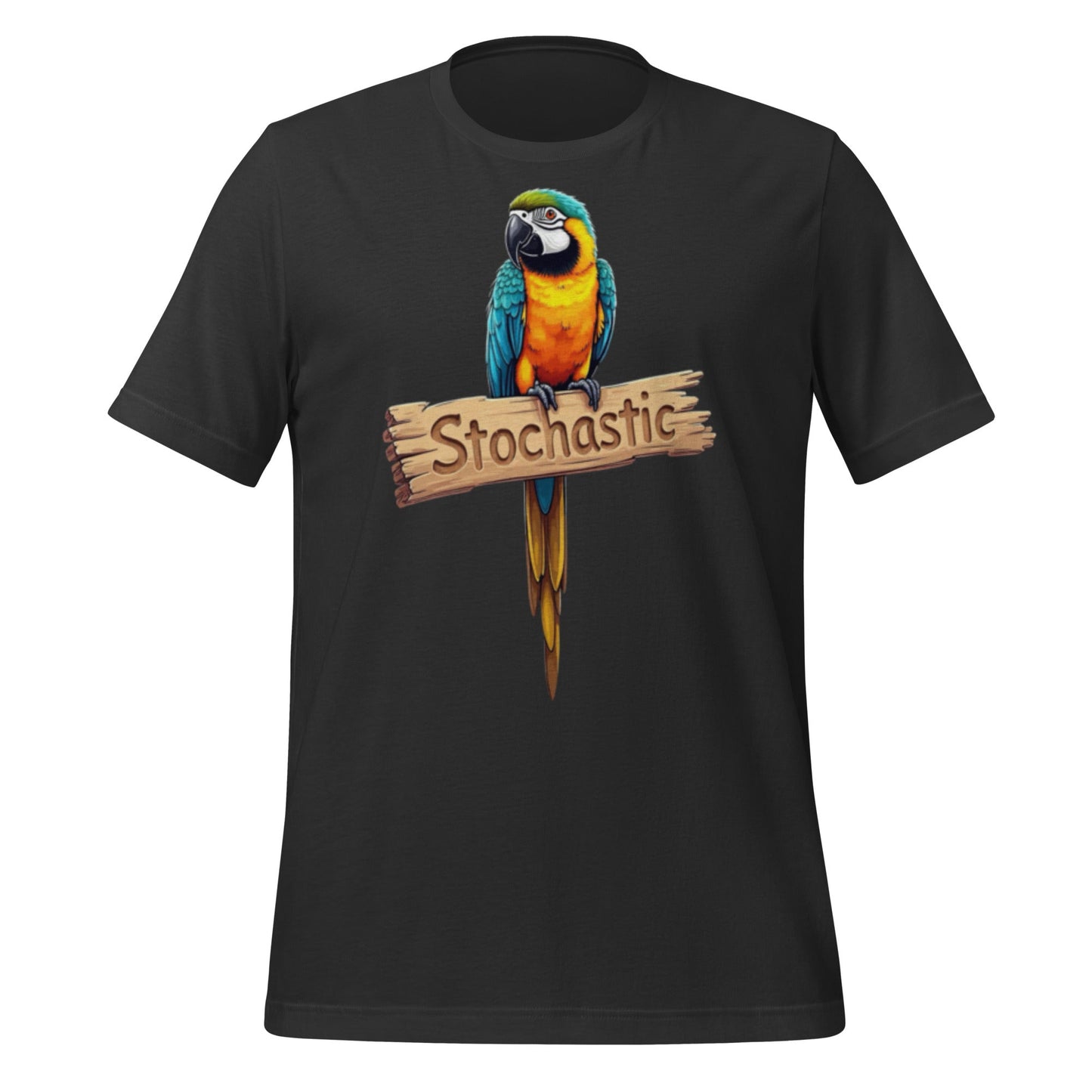 Mockup image of the Stochastic Parrot T Shirt 4 (unisex) Dark Grey / M.