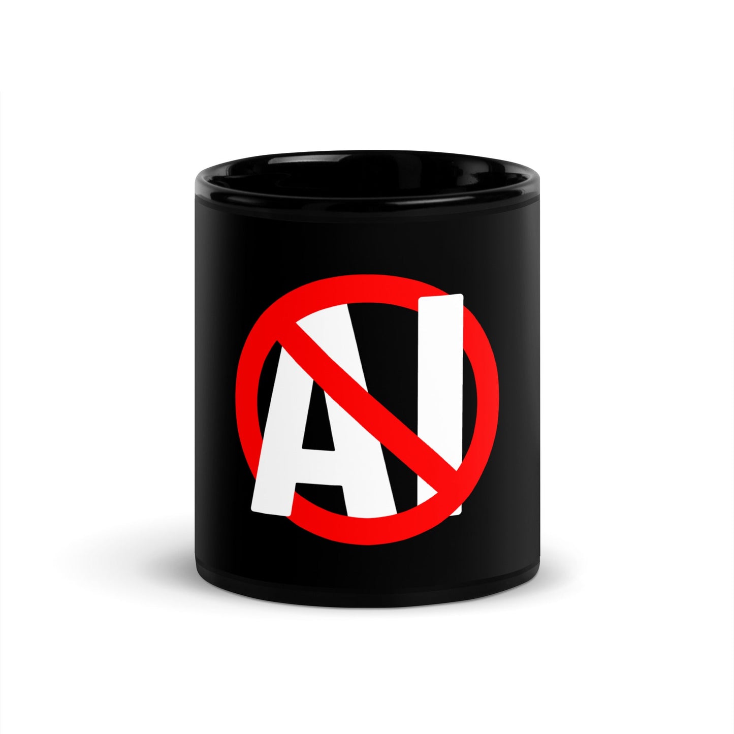Image of the Stop AI Black Glossy Mug 11 oz.
