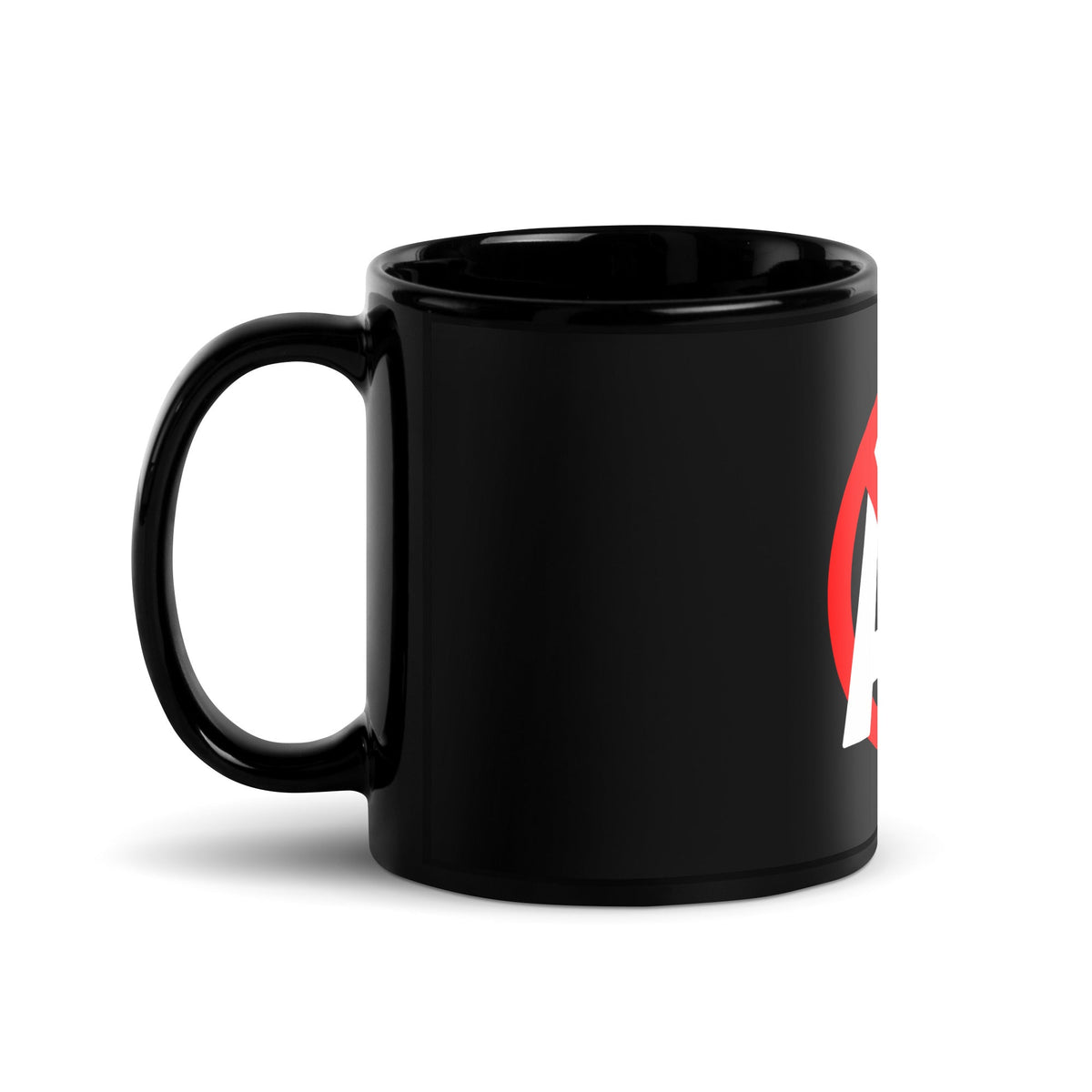 Image of the Stop AI Black Glossy Mug.