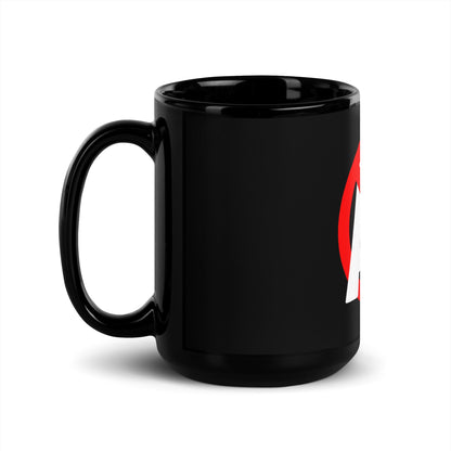 Image of the Stop AI Black Glossy Mug.