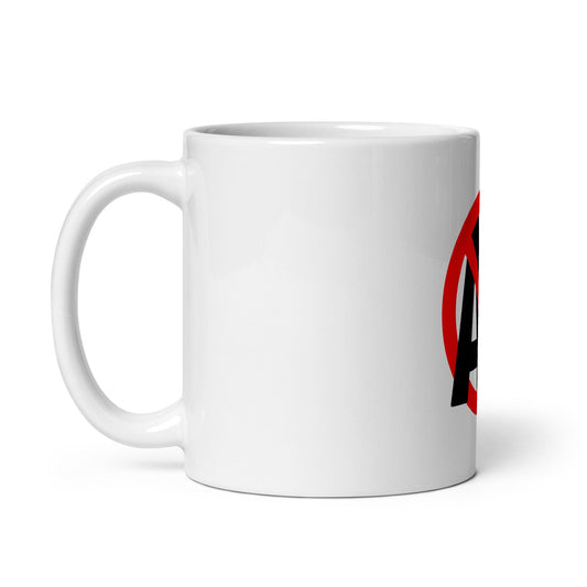 Image of the Stop AI in Black on White Glossy Mug.
