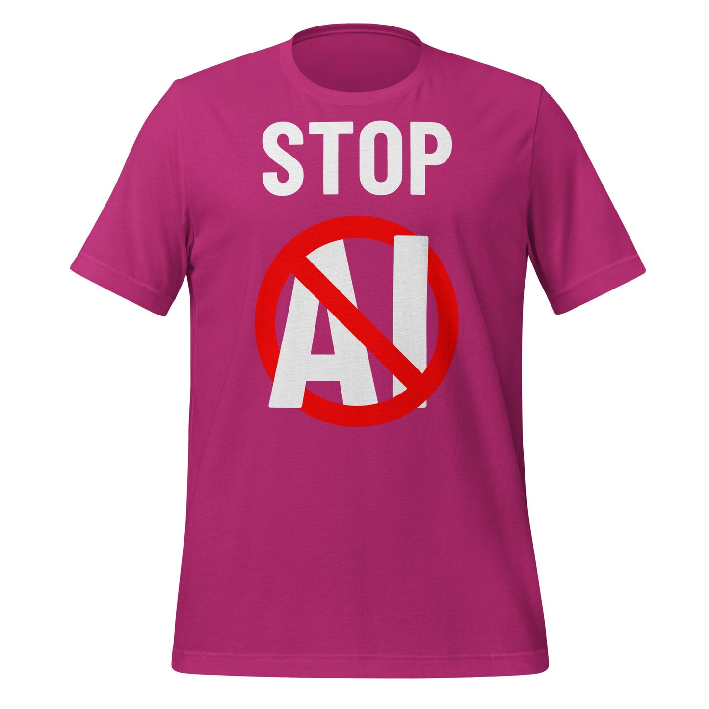Image of the Stop AI T-Shirt 2 (unisex) Berry / M.