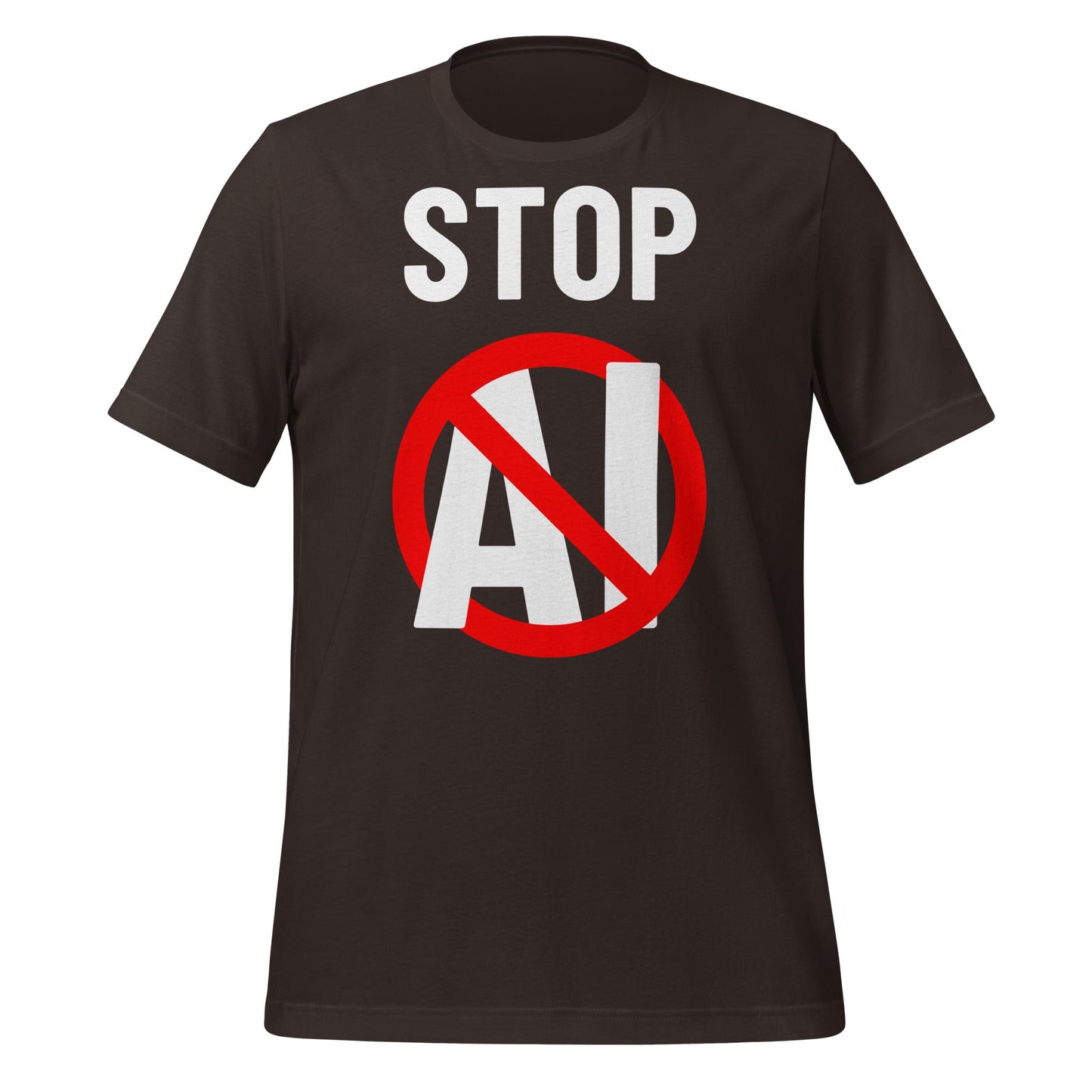Image of the Stop AI T-Shirt 2 (unisex) Brown / M.