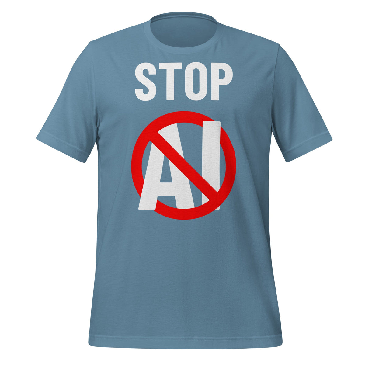 Image of the Stop AI T-Shirt 2 (unisex) Steel Blue / M.