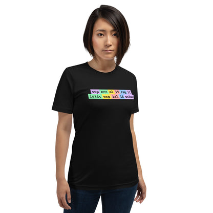 Image of the supercalifragilisticexpialidocious Tokens T-Shirt (unisex).