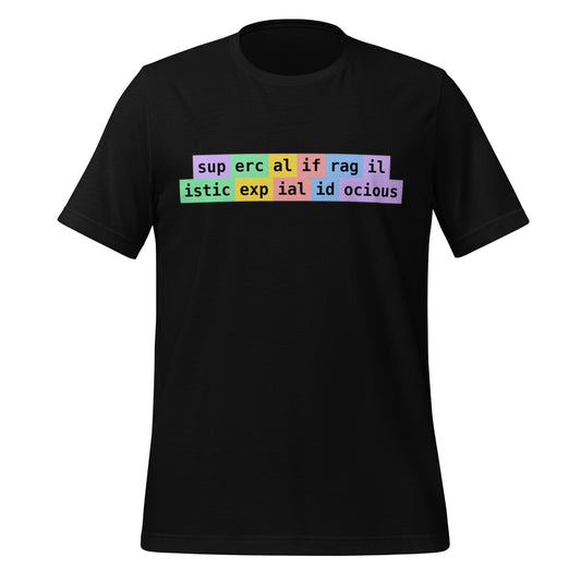 Image of the supercalifragilisticexpialidocious Tokens T-Shirt (unisex) Black / M.
