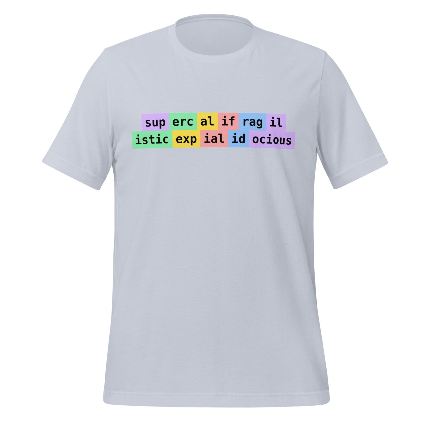 Image of the supercalifragilisticexpialidocious Tokens T-Shirt (unisex) Light Blue / M.
