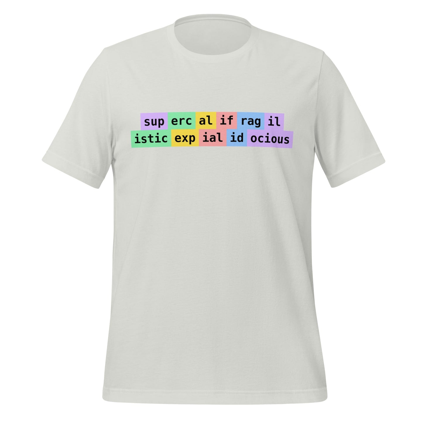 Image of the supercalifragilisticexpialidocious Tokens T-Shirt (unisex) Silver / M.