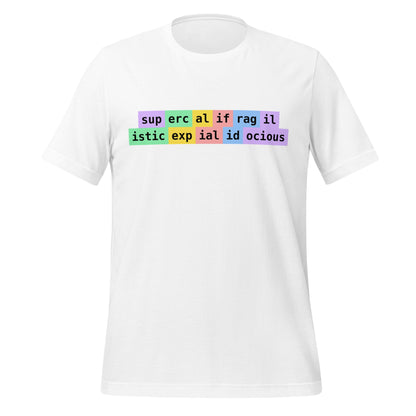 Image of the supercalifragilisticexpialidocious Tokens T-Shirt (unisex) White / M.